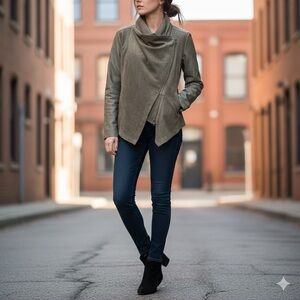 NWT Asymmetrical Moto Jacket M Faux Suede Leather Neiman Marcus